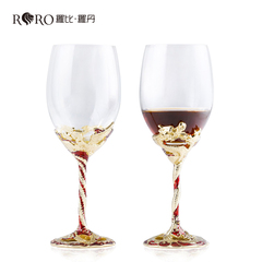 罗比罗丹水晶玻璃高脚杯中式红酒杯对杯 龙凤婚庆礼物定制刻字