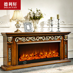 德利轩家具 欧式壁炉装饰柜1.8米深色实木壁炉架电视柜壁炉芯8094