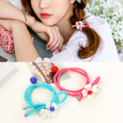 Know NI the Korean version of the beautiful beads pendants playing his first ring of fresh flower hair band elastic hair accessory jewelry