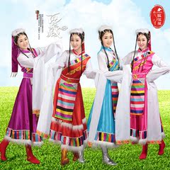 新款藏族舞蹈演出服装女水袖西藏长裙藏袍成人少数民族舞台表演服