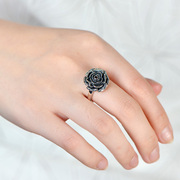 S925 silver imported Thai Thai Garnet rings women''s vintage roses silver rings