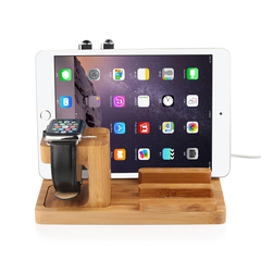 厂家直销苹果手表apple watch原木色手机底座ip6 5S竹木充电支架