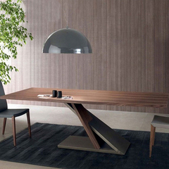 北欧办公桌会议桌工作台复古创意实木铁艺餐桌原木洽谈办公桌书桌