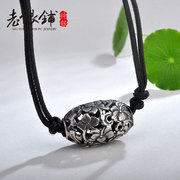 S925 silver necklace old silver Pu Wu flower girl Thai silver openwork clavicle chain manual silver national wind original