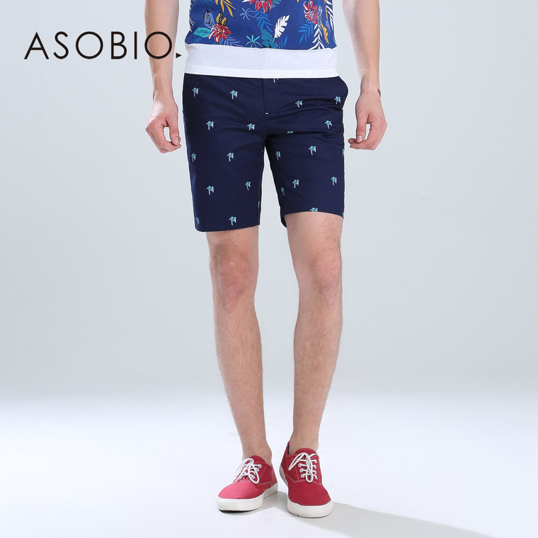 ASOBIO 2015夏季新款男装 欧美时尚纯棉印花男式短裤 3521716512