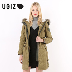 UGIZ韩国女装复古休闲纯色宽松中长款风衣外套UDFY502A专柜正品