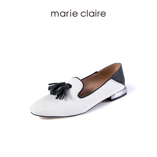 香奈兒方胖子法國 Marie Claire2020新款法國方頭淺口單鞋女低跟流皮吸煙鞋穆勒鞋 香奈兒方巾