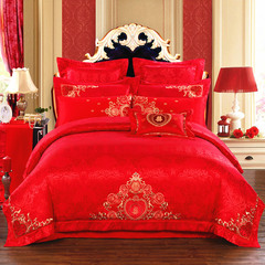 佐薇家纺新婚结婚婚庆床品中式大红色绣花十件套件多件套床上用品