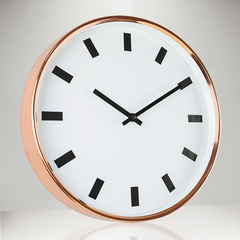 玫瑰金钟表 挂钟 客厅 现代简约金属静音时钟 创意个性欧式挂表