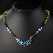 Thai natural amber necklace 925 Silver cloisonne temperament woman wild woman, hand-knotted necklace