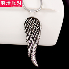 天使之翼翅膀潮男复古钛钢项链摇滚时尚韩版个性创意吊坠饰品