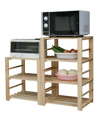 三四五多层组合式高低置物整理架简易实木杂物厨房菜展示陈列台架