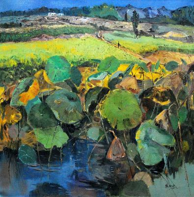 西安美术学院青年画家张炳林《长安秋荷系列六》大卫画廊