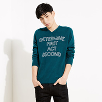 美特斯邦威2015秋装新款男字母胶印长袖毛衫吊牌价199元