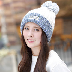 韩国秋冬季保暖毛线帽休闲甜美冬天潮套头帽子女帽加绒针织帽韩版