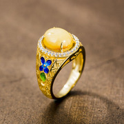 Thai silver cloisonne 925 quality beeswax and ornate gold-plated ladies ring Thai silver ring woman