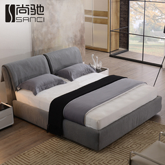 尚驰 现代简约布床 双人小户型 布艺床可拆洗1.5 1.8米特价7013