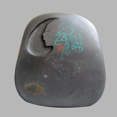 方见尘作品 老坑金星 月神 歙砚真品 老石砚艺出品