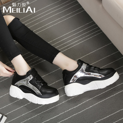 2015 new head light system with platform shoes and leisure low thick soled shoes increased Korean high heel women's shoes