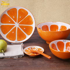 儿童餐具水果碗水果盘柠檬碗西瓜碗橙子碗套装 儿童节礼物釉中彩