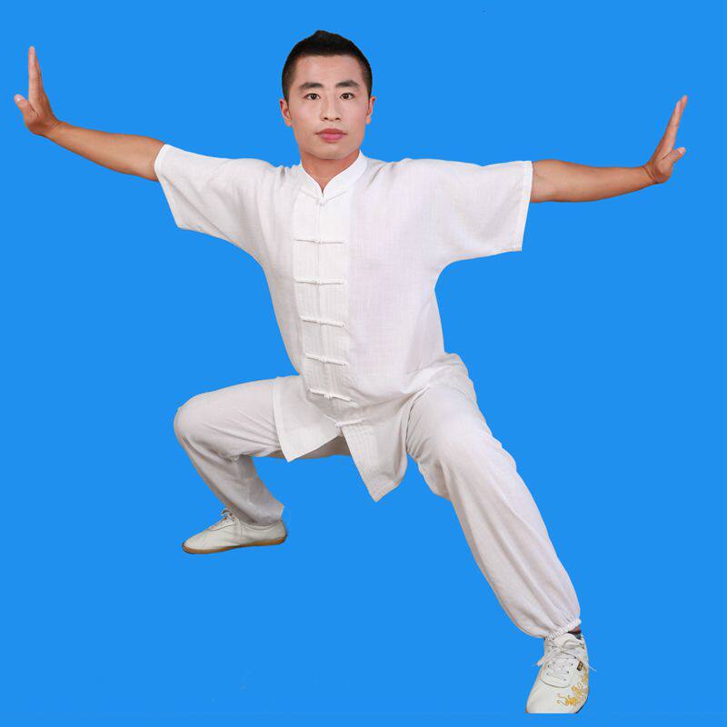 五禽戏 太极服夏季男新款亚麻棉麻锦武术太极拳练功服装包邮