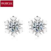 New year snowflake earrings 925 Silver female temperament minimalist Korea birthday sweet ear clip ear jewelry hypoallergenic