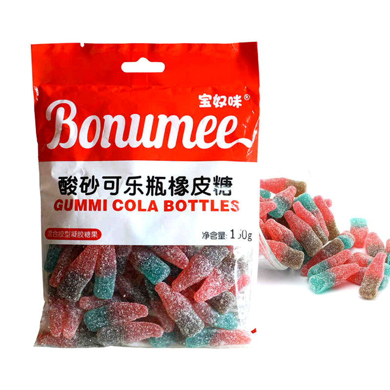 宝奴咪酸砂可乐瓶橡皮糖150g3包休闲糖果果汁软糖qq糖儿童零食
