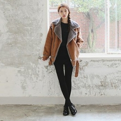 韩版鹿皮绒羊羔毛外套女韩国短款宽松加厚冬装麂皮休闲修身长袖