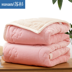 苏杉加厚毛毯冬季保暖床单纯色珊瑚绒毯子双层盖毯单双人法兰绒毯