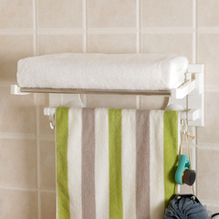 双庆浴室吸盘式挂毛巾架卫生间折叠浴巾架免打孔毛巾杆置物架