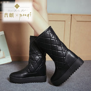 Puqi 2015 new winter snow boots ladies thick tube thicken the snow shoes in the slip at the end of winter boots warm woman