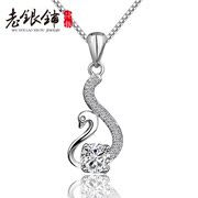 Old silver female clavicle Pu S925 silver necklace chain Swan diamond Korea fashion silver jewelry girlfriend birthday gifts