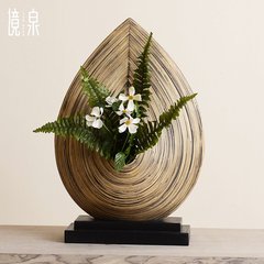 境泉 竹编客厅摆件 东南亚样板房摆设 门厅工艺品 设计师软装饰品