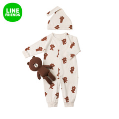 LINE FRIENDS 布朗熊婴儿连体服礼盒装 动漫周边婴幼儿连体家居服