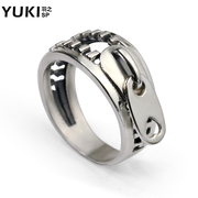 YUKI men''s hipster fashion 925 Silver ring Europe and index finger ring ring zipper Club accessories sent men