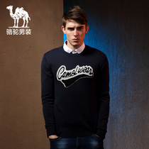 骆驼男装 新款秋款毛衣 套头字母提花修身圆领休闲毛衣 毛线衣男
