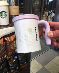 日本直送星巴克STARBUCKS季节限定情人节限量 薄紫色带手柄保温杯