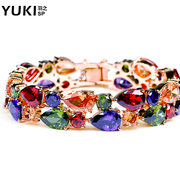 YUKI''s first vintage Mona Lisa jewelry bracelet Korean fashion ladies luxury zircon Crystal multilayer bracelet