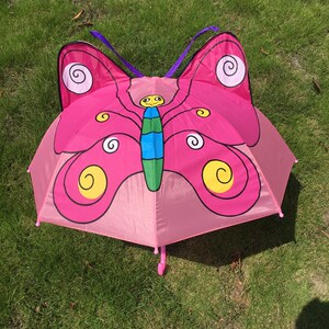 粉红蝴蝶儿童伞可印logo女童宝宝卡通雨伞男童雨伞公主防风包邮伞