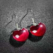 Thai Ruby heart-shaped earrings 925 Silver love full Korean fashion accessories women earrings