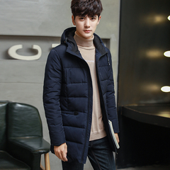 男士羽绒服中长款修身款加厚冬季外套2016新款连帽青少年韩版学生