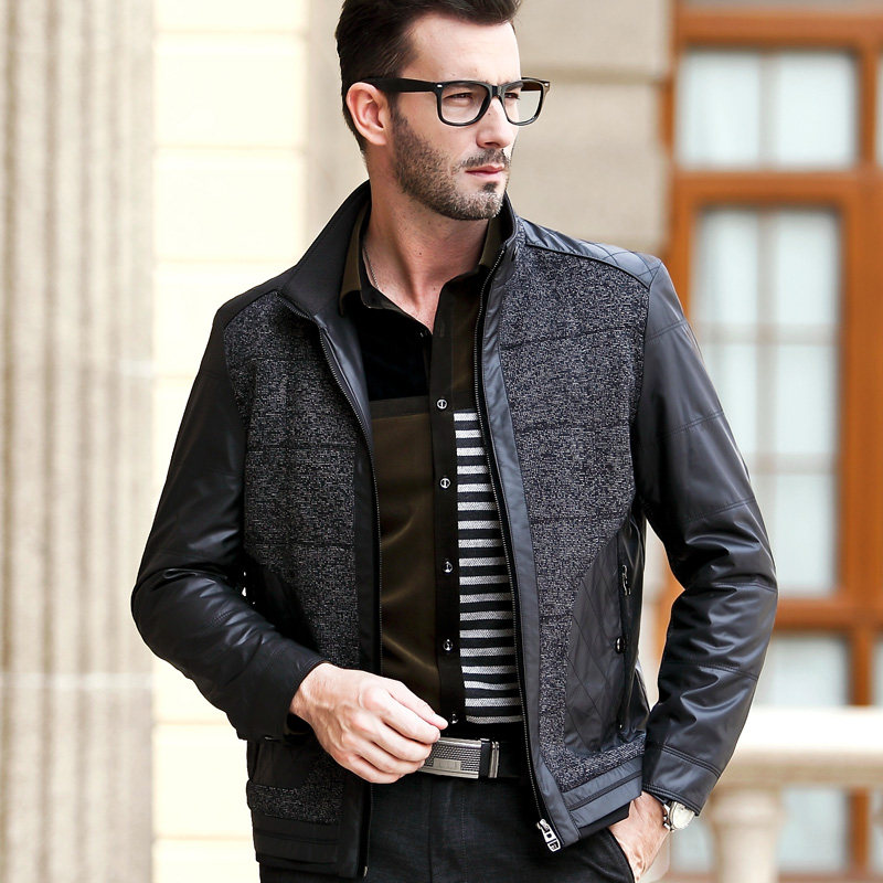 木笛中年男装夹克 男士春秋新款休闲茄克衫薄款修身秋装男外套