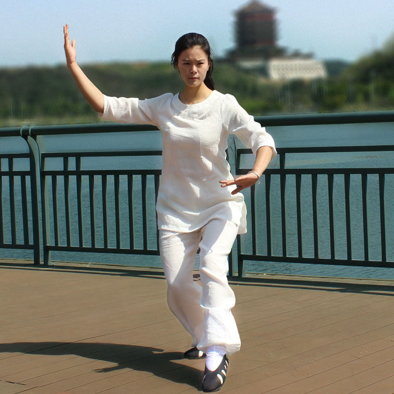 道之韵太极服女夏季中国风太极拳服装中老年道袍武术练功服亚麻男