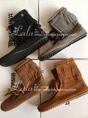 LALA 美国正品 Minnetonka 迷你唐卡 双层 系带 流苏靴 系带短靴