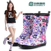 RAINBELT rain-belt tube women's rain boots in purple fashion Korean ladies boots water shoes and wool