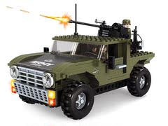 奥斯尼积木男孩超级军备部队小颗粒军车部队军事系列益智拼装玩具