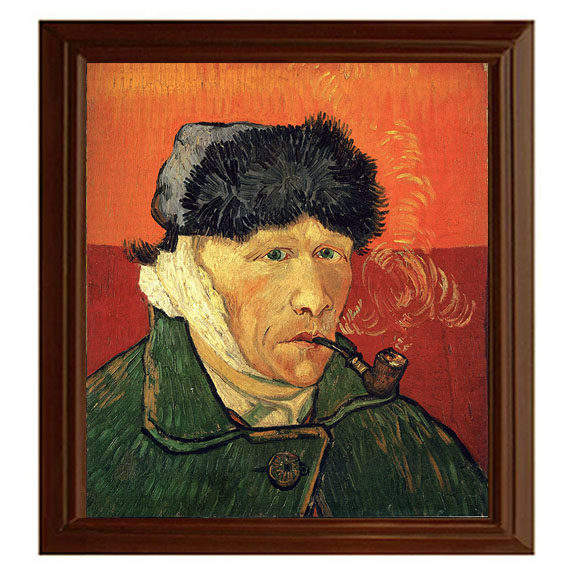 世界名画梵高凡高人物割掉耳朵的肖像挂画壁画装饰画实木有框画