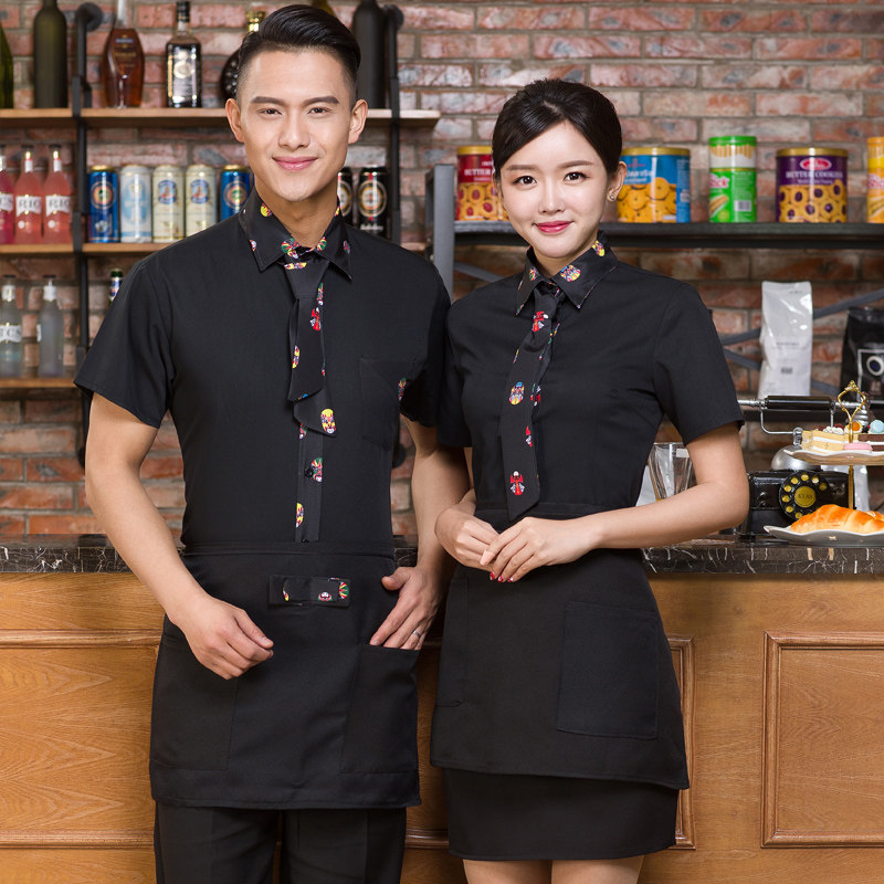 新颖鼎恒 快餐厅工作服女短袖夏季西餐厅饭店服务员工作服夏装