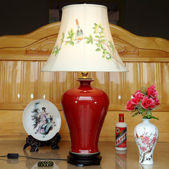 红色大号现代中式时尚美式欧式田园客厅书房卧室别墅酒店陶瓷台灯