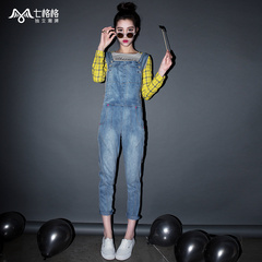 Seven space space spring new light washed bib OTHERMIX2015 easy slimming jeans women